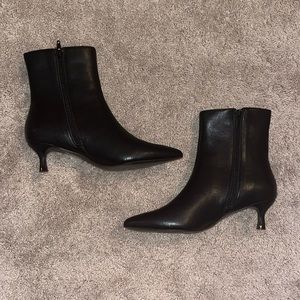 Never Worn Black Leather Booties with kitten heel